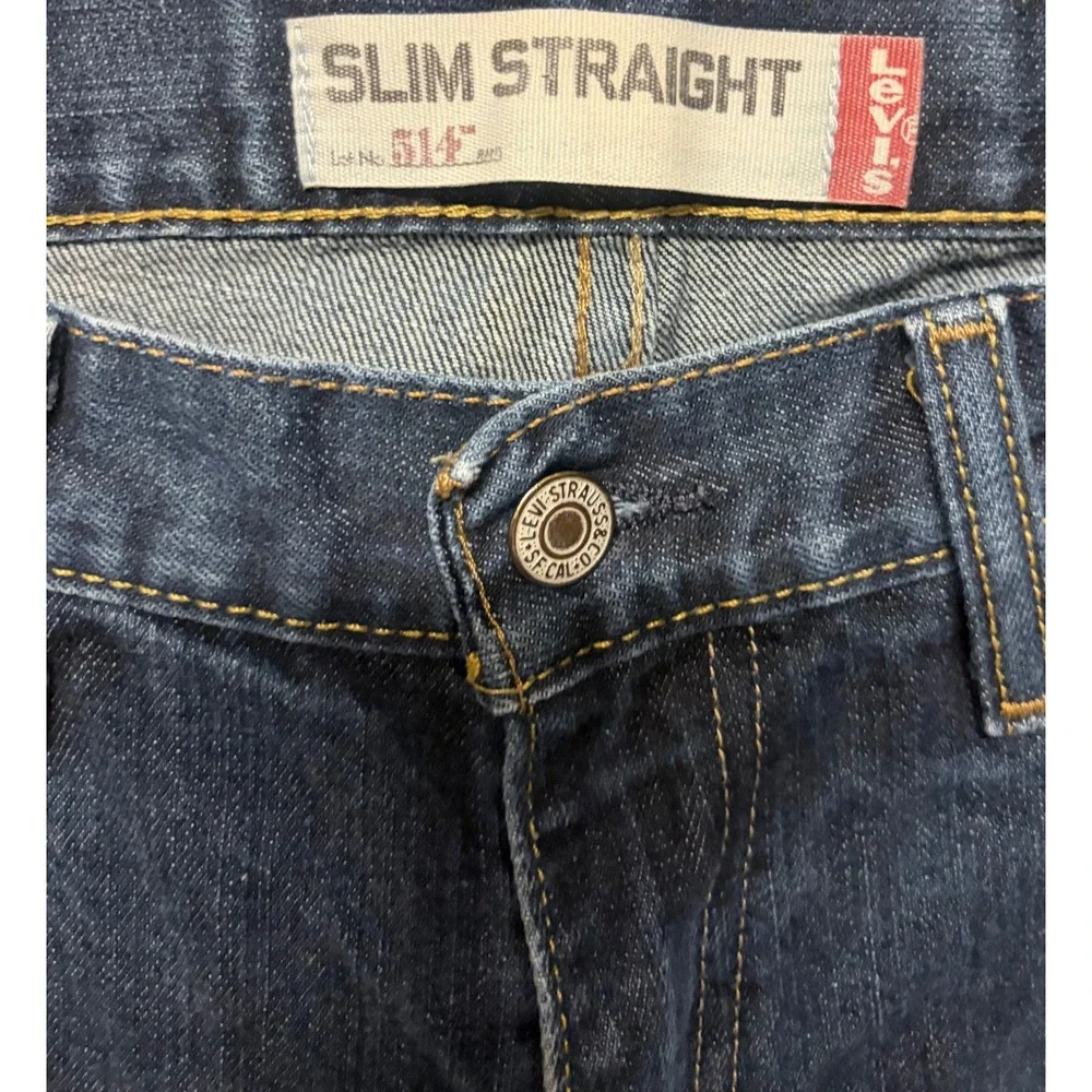 Levis 514 Slim‎ Straight Jeans Mens 33x32 Dark Wash Blue Denim Pants